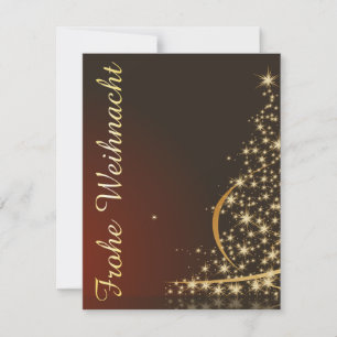 Rotes Weihnachtsmotiv mit goldenem Weihnachtsbaum Invitation