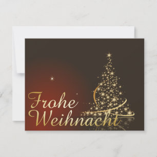 Rotes Weihnachtsmotiv mit goldenem Weihnachtsbaum Invitation