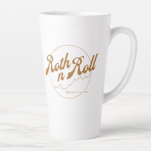 Roth n Roll World Tour Shirt – Finance Humor Latte Mug (Right)