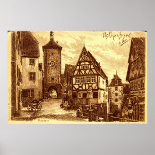 Rothenburg Germany 1907 vintage Poster