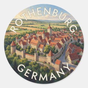 Rothenburg Germany Medieval Walled Town Classic Round Sticker