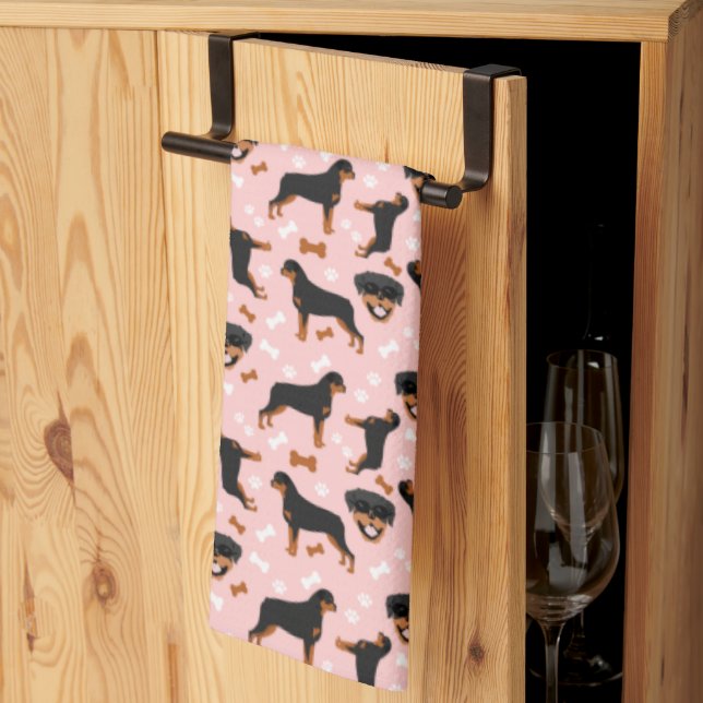 Rotie Rottweiler Serviette de cuisine bleue (Pliage en tiers)