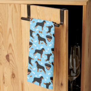 Rotie Rottweiler Serviette de cuisine bleue