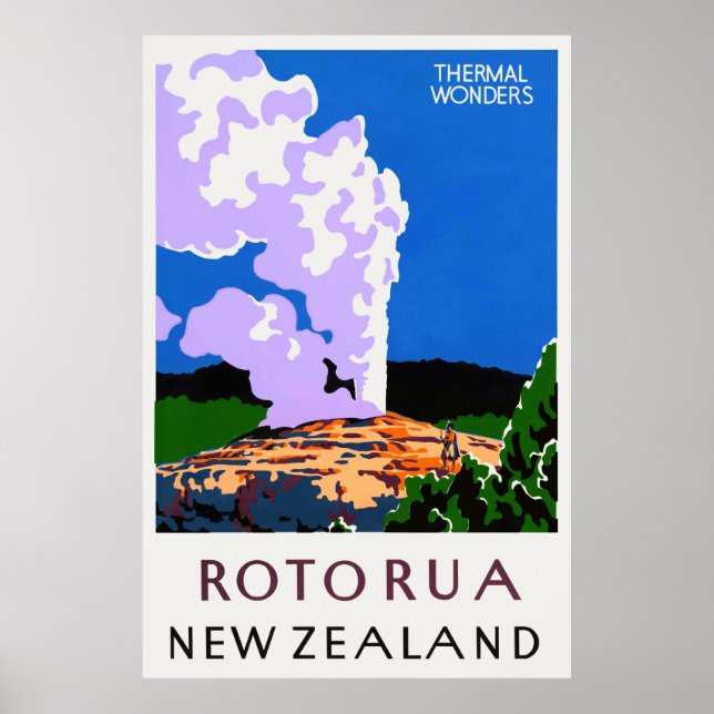 Rotorua New Zealand Vintage Poster 1930s (Front)