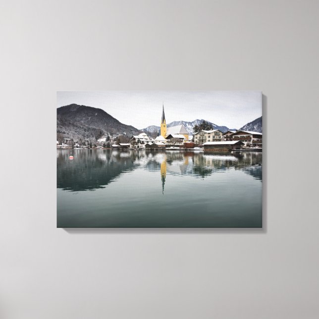 Rottach-Egern at the Tegernsee, Bavaria in winter Canvas Print (Front)