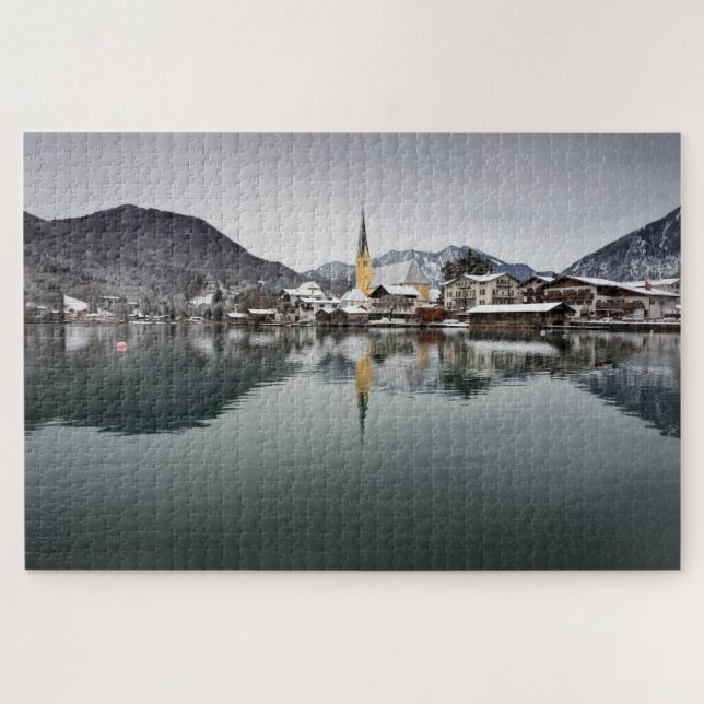 Rottach-Egern at the Tegernsee, Bavaria in winter Jigsaw Puzzle (Horizontal)