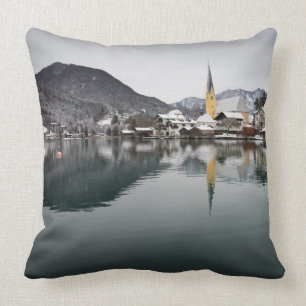 Rottach-Egern at the Tegernsee, Bavaria in winter Throw Pillow