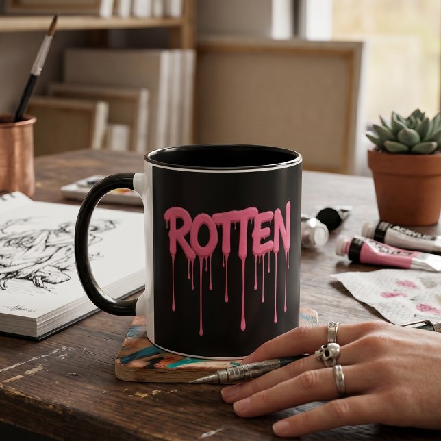 Rotten Pink Dripping Text Typography Mug (Creator Uploaded)