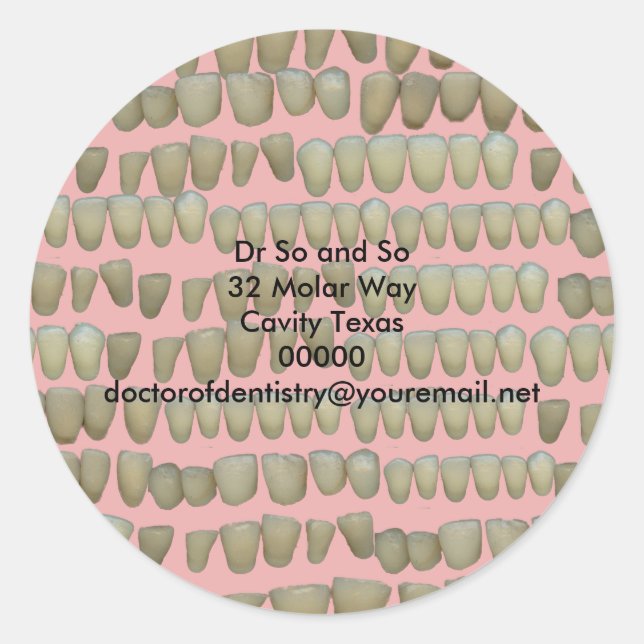 Rotten Teeth Dentist Dentistry Orthodontics Pink Classic Round Sticker (Front)