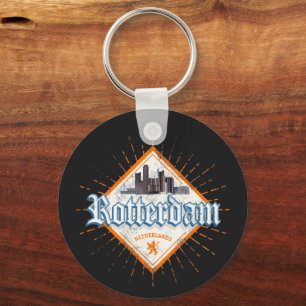 Rotterdam City Netherlands Skyline Dutch Vintage Keychain