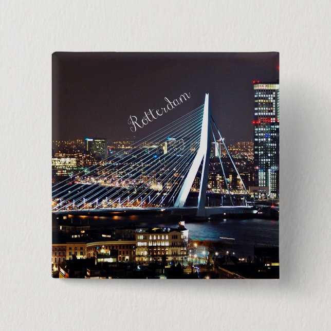 Rotterdam Cityscape 2 Inch Square Button (Front)