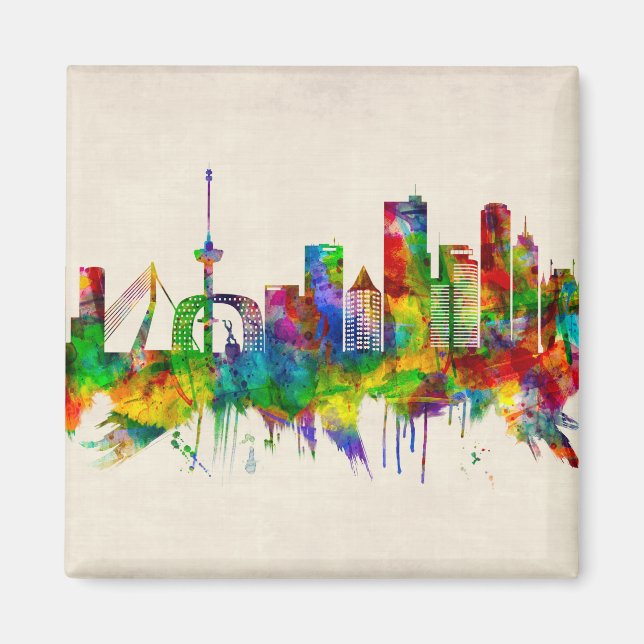 Rotterdam Netherlands Skyline Magnet (Front)