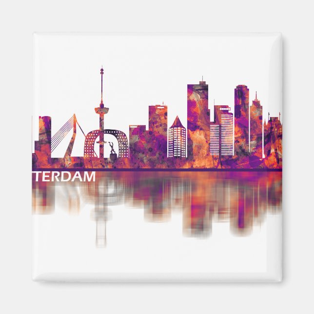 Rotterdam Netherlands Skyline Magnet (Front)