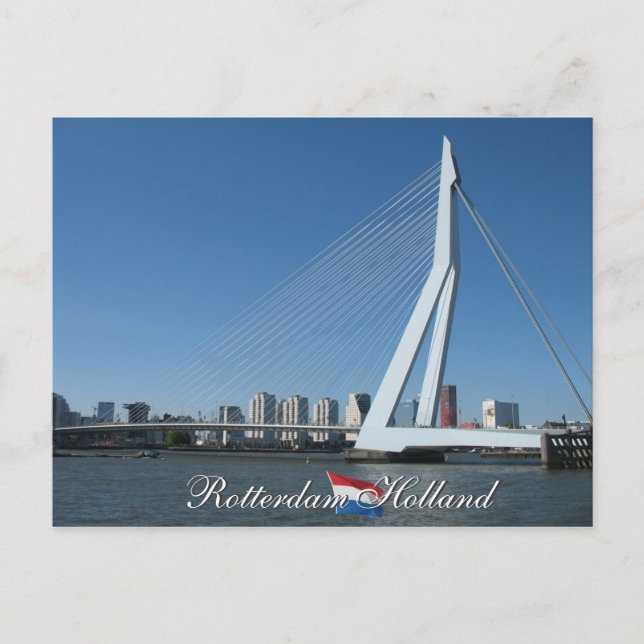 Rotterdam Skyline and Bridge Holland Postcard (Front)
