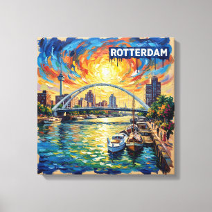 Rotterdam Skyline Harbour Glow Canvas Art