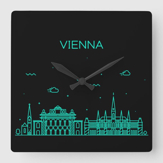Rotterdam skyline square wall clock (Front)