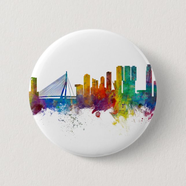 Rotterdam The Netherlands Skyline 2 Inch Round Button (Front)