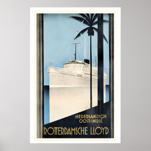 Rotterdamsche Lloyd  Ship Vintage Travel Poster