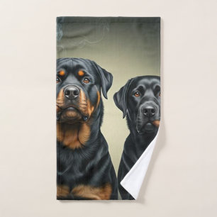 Rottie and his Babe Hand Towel