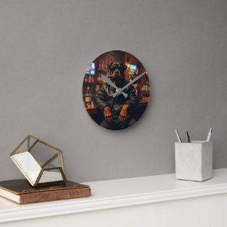 Rottie Bar  Round Clock