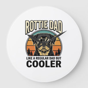 Rottie Dad Like a Regular Dad But Cooler Design_1 Large Clock
