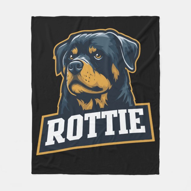 Rottie - Strong Rottweiler portrait Fleece Blanket (Front)
