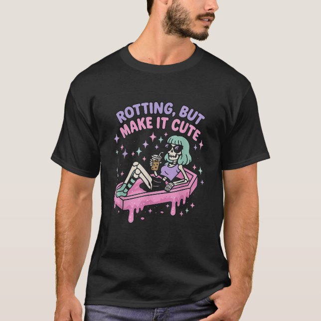 Rotting But Make It Cute Pastel Goth Skeleton Core T-Shirt (Front)