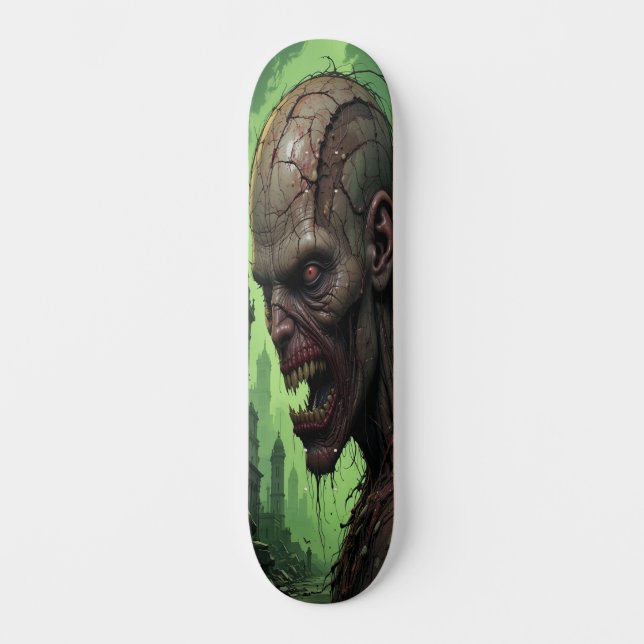 Rotting Zombie Face - Horror Skateboard (Front)