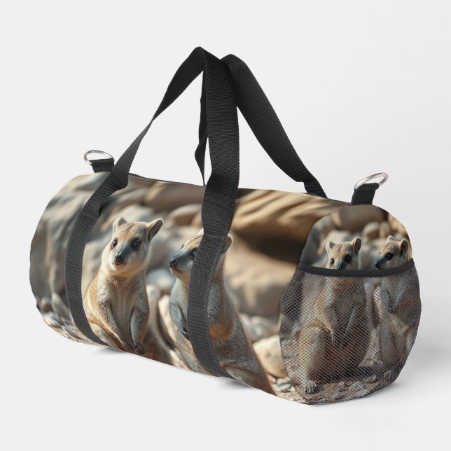 "Rottnest Duo: Two Quokkas in Their Paradise Duffle Bag (Right Corner)