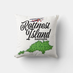 Rottnest Island Australia map Throw Pillow