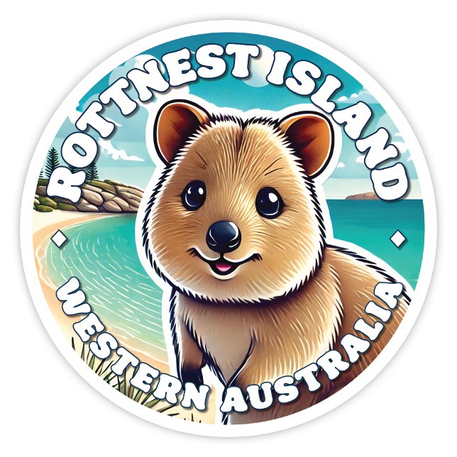 Rottnest Island, Western Australia Quokka Sticker (Rottnest Island Western Australia round Quokka sticker)