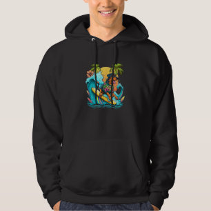Rottweile Dogpng Surfing with Pineapple Pattern Hoodie