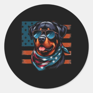 Rottweiler 4th Of July American Flag Gles Stay Coo Classic Round Sticker