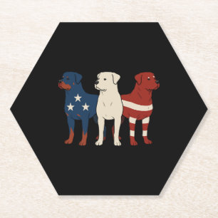 Rottweiler 4th of July Dog Lover Men USA Flag Paper Coaster