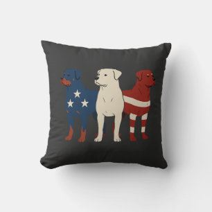 Rottweiler 4th of July Dog Lover Men USA Flag Throw Pillow