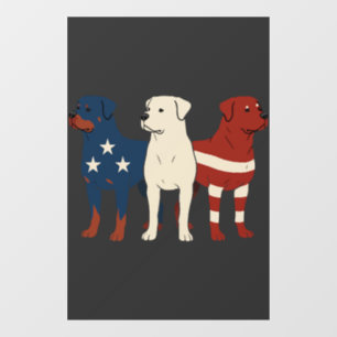 Rottweiler 4th of July Dog Lover Men USA Flag Window Cling