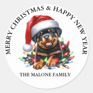 Rottweiler A Very Merry, Bark-tastic Christmas Classic Round Sticker