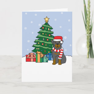 Rottweiler and Christmas Tree Holiday Card