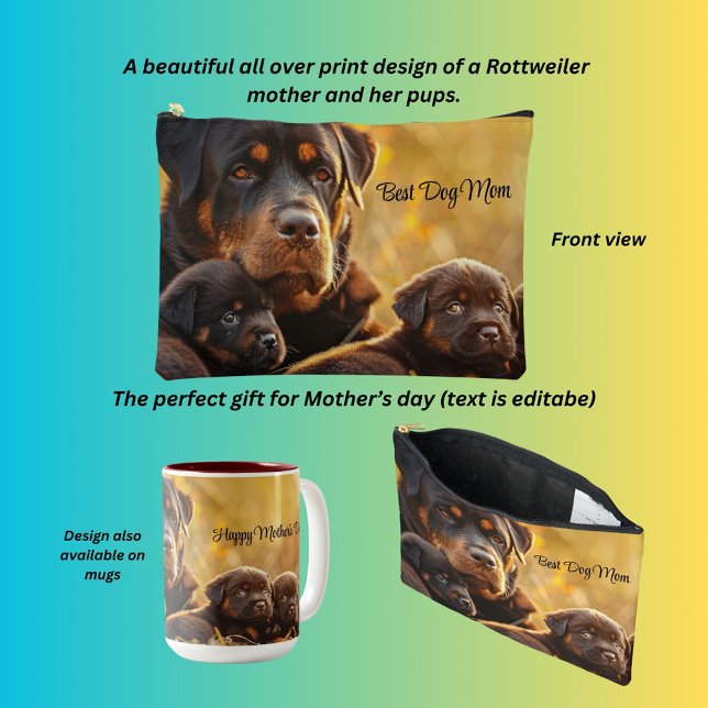 Rottweiler and puppies, Best Dog Mom  Accessory Pouch (Creator Uploaded)