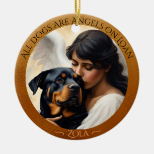 Rottweiler Angel Personalized Memorial Ceramic Ceramic Ornament