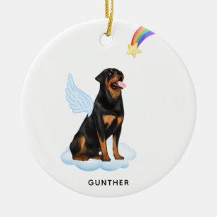 Rottweiler Angel Personalized Pet Dog Memorial Ceramic Ornament