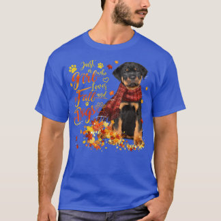 Rottweiler Autumn Leave Just A Girl Who Loves Fall T-Shirt