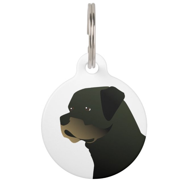 Rottweiler Basic Dog Breed Illustration Silhouette Pet Tag (Front)