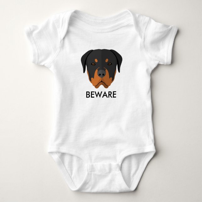 Rottweiler Beware Baby Bodysuit (Front)