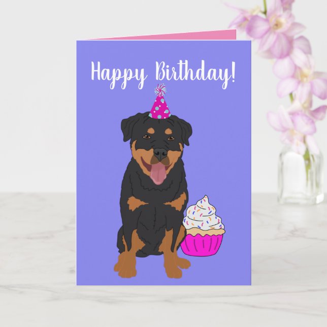 Rottweiler Birthday  Card (Orchid)