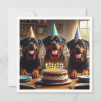 Rottweiler birthday invitation, Dog birthday