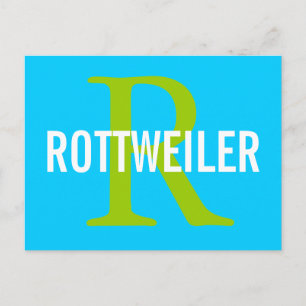 Rottweiler Breed Monogram Design Postcard