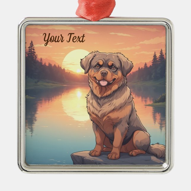 Rottweiler by Lake Metal Ornament (Front)