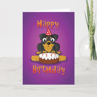 rottweiler - cake - happy birthday card