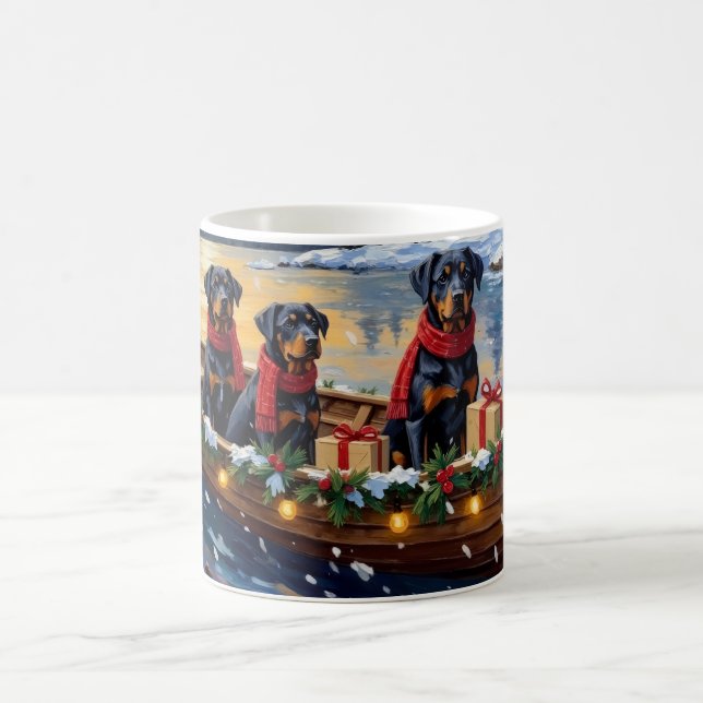 Rottweiler Christmas Boat Holiday Coffee Mug (Center)